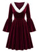 [Pre-Sale] 1950s Wine Red Velvet Ruffle Midi Dress 3