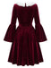 [Pre-Sale] 1950s Wine Red Velvet Ruffle Midi Dress 5