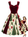 [Pre-Sale] Wine Red 1950s Velvet Christmas Tree Print Dress