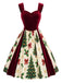 [Pre-Sale] Wine Red 1950s Velvet Christmas Tree Print Dress