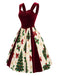 [Pre-Sale] Wine Red 1950s Velvet Christmas Tree Print Dress