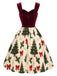 [Pre-Sale] Wine Red 1950s Velvet Christmas Tree Print Dress