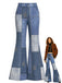 [Pre-Sale] Blue 1970s Star Patchwork Denim-Print Flared Pants