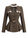 [Pre-Sale] 2PCS 1940s Herringbone Stand Collar Ruffled Jacket & Pencil Skirt