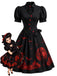 [Pre-Sale] Black 1950s Bat Moon Print Heart Cutout Swing Dress