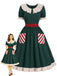 [Pre-Sale] 1950s Christmas Ruffle Red Green Midi Dress 3