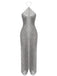 Fringe Halter Back Slit Evening Maxi Dress 10