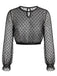 1950s Polka Dot Mesh Crop Top with Ruffled Cuffs
