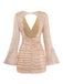 Sequin V Neck Asymmetric Bodycon Mini Dress 4