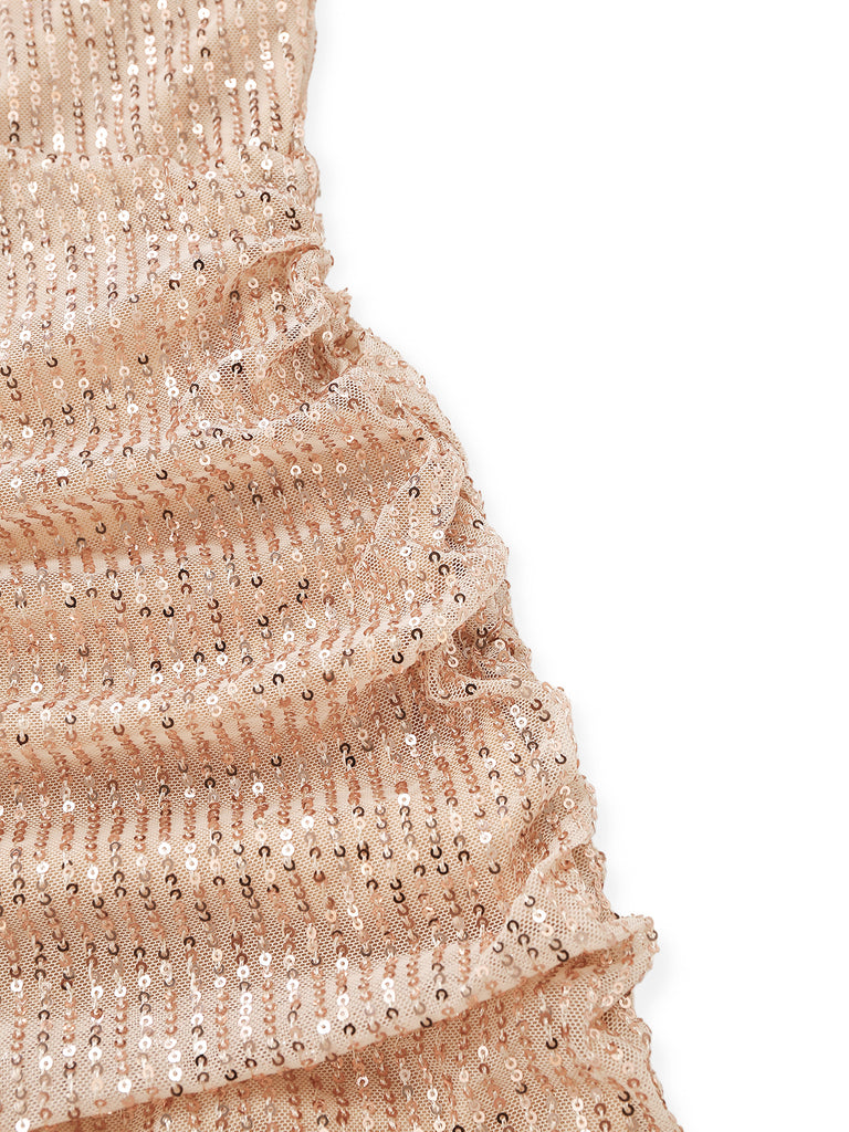 Sequin V Neck Asymmetric Bodycon Mini Dress 6