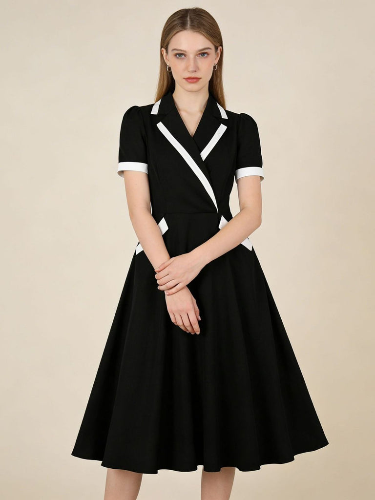 1950s V Neck Dress 8