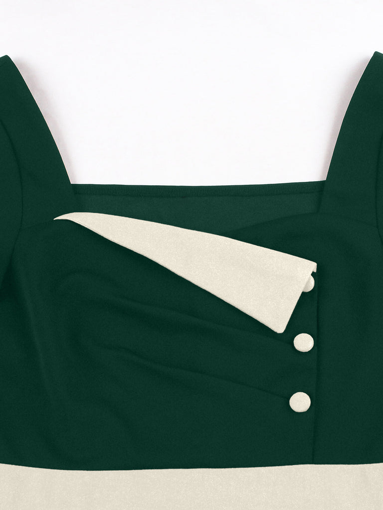 Color Block Square Neck Fit and Flare Dress 6