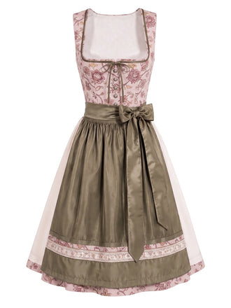[Pre-Sale] Pink 1950s Floral Square Neck Dress & Apron