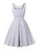 Lavender 1950s Gingham Lace Trim Pocket Fitted Dress