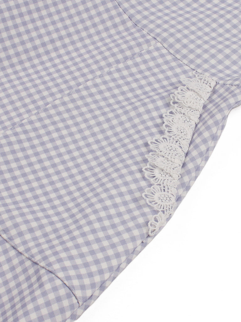 Plaid Lace Trim Pocket Fit and Flare Dress 8