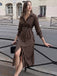 Dark Brown 1970s Striped Dress 1