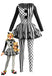 Black 1950s Polka Dot Stripe Clown Costume Set