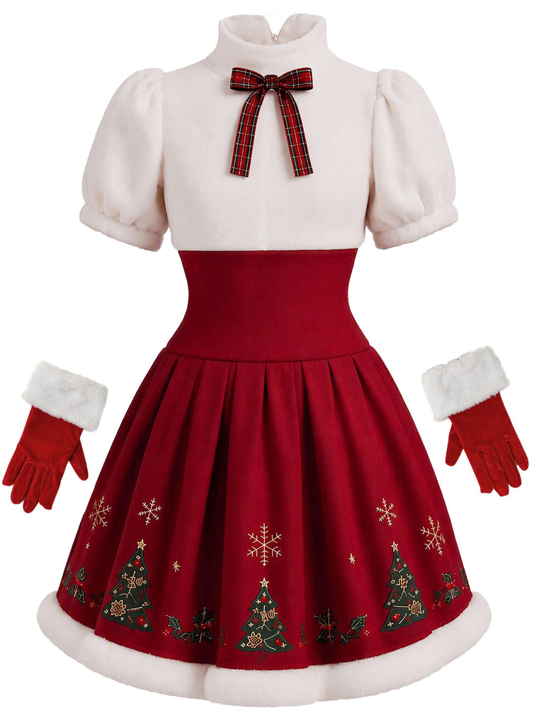 [Pre-Sale] 1950s Red White Bow Trim Mini Dress 1