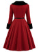 红黑拼色 1950s Christmas Faux Fur Dress 4