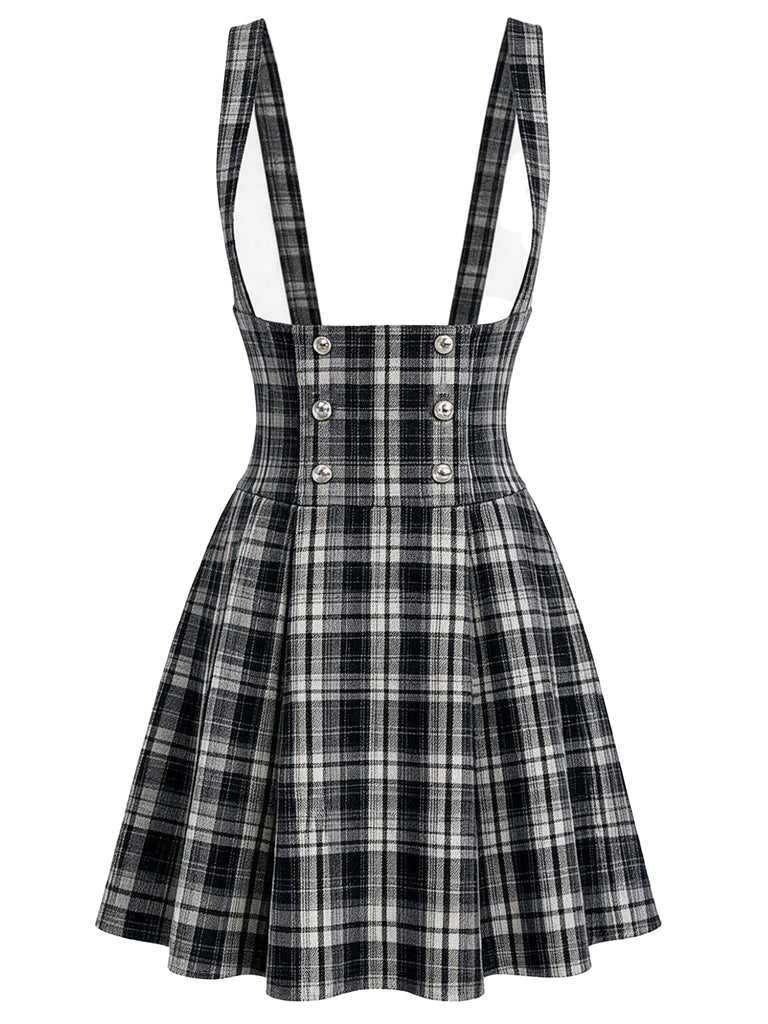 [Pre-Sale] 1950s Black and White Plaid Pinafore Dress 2