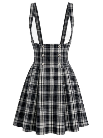 [Pre-Sale] 1950s Black and White Plaid Pinafore Dress 2