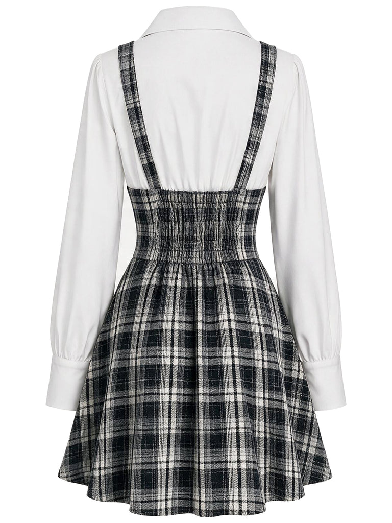 [Pre-Sale] 1950s Black and White Plaid Pinafore Dress 5