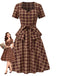 [Pre-Sale] 1950s Brick Red Plaid Sweetheart Neck Blouse 8