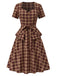 [Pre-Sale] 1950s Brick Red Plaid Sweetheart Neck Blouse 10