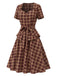 [Pre-Sale] 1950s Brick Red Plaid Sweetheart Neck Blouse 11