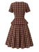 [Pre-Sale] 1950s Brick Red Plaid Sweetheart Neck Blouse 12