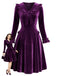 [Pre-Sale] 1960s Purple Velvet Ruffle Collar Midi Dress 1