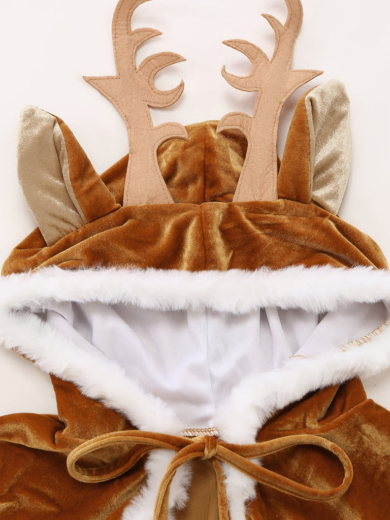 Christmas Velvet Reindeer Costume Skirt Set 3