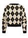 Color Block Diamond Knit Cropped Cardigan 2