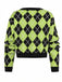 Color Block Diamond Knit Cropped Cardigan 10