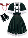 Green 1950s Christmas Velvet Bandeau Dress & Cape Set