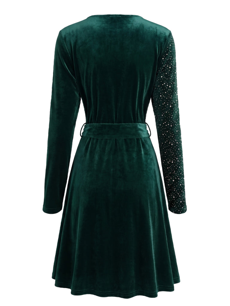 Sequin V Neck Fit and Flare Mini Dress 5