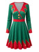 Green 1950s Christmas V Neck Dress 1