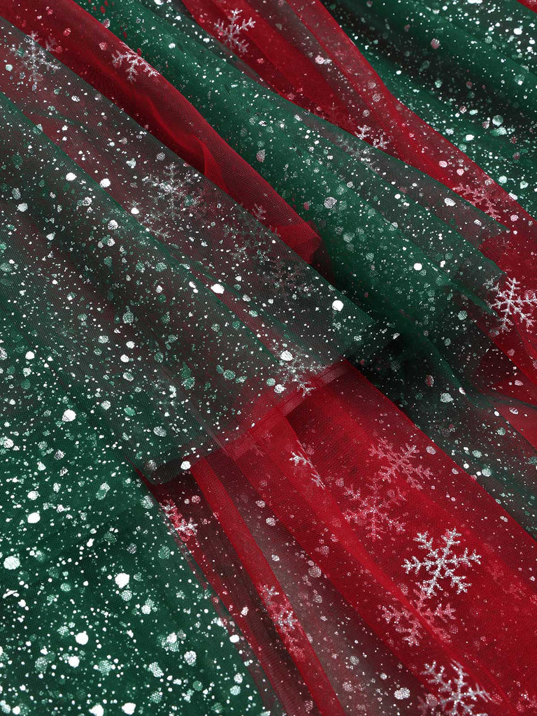 [Pre-Sale] 1950s Christmas Metallic Mesh Flared Skirt 6