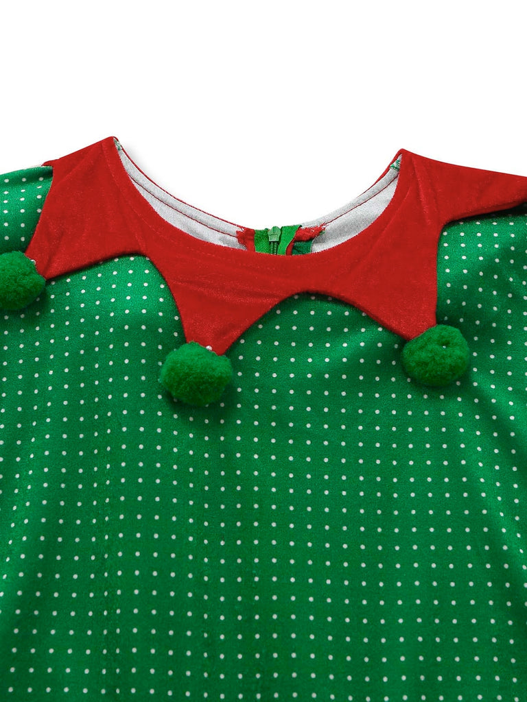Christmas Elf Velvet Costume Mini Dress 2