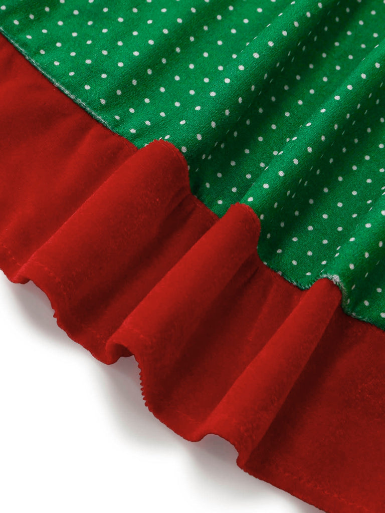 Christmas Elf Velvet Costume Mini Dress 5