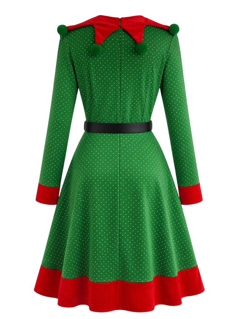 Christmas Elf Velvet Costume Mini Dress 7