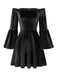 Velvet Off Shoulder Bell Sleeve Midi Dress 2