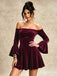 Velvet Off Shoulder Bell Sleeve Midi Dress 8