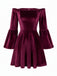 Velvet Off Shoulder Bell Sleeve Midi Dress 10