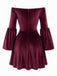 Velvet Off Shoulder Bell Sleeve Midi Dress 11