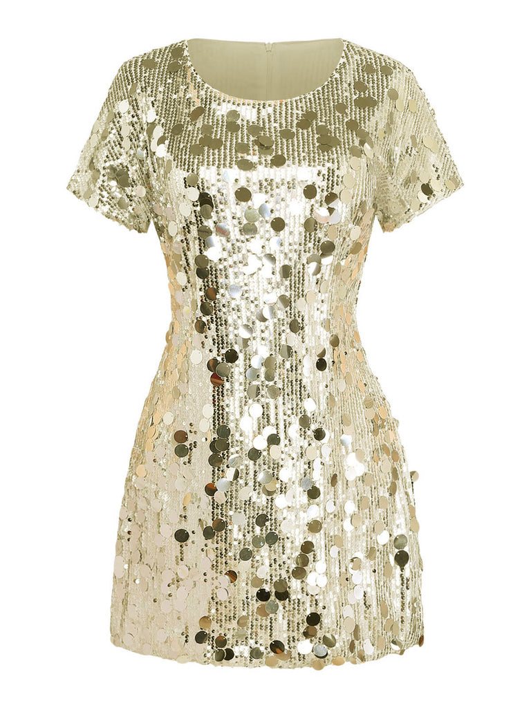 Sequin Crew Neck Long Sleeve Mini Dress 1