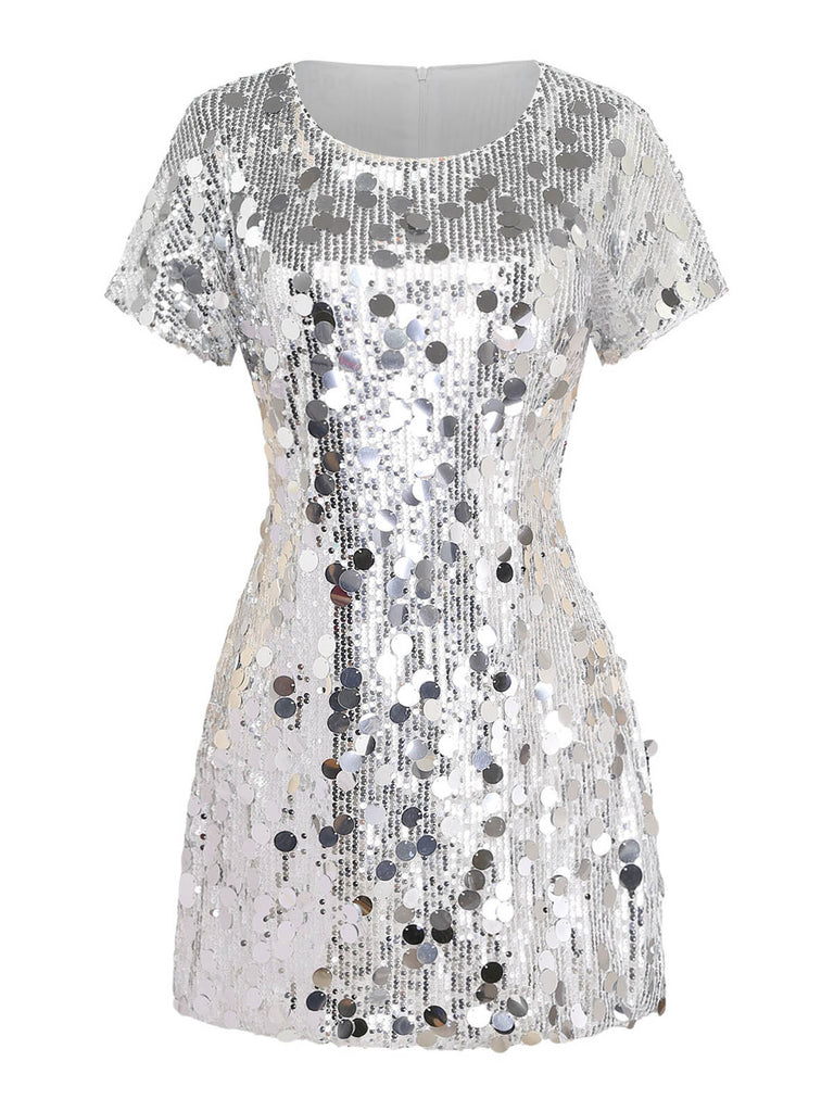 Sequin Crew Neck Long Sleeve Mini Dress 3