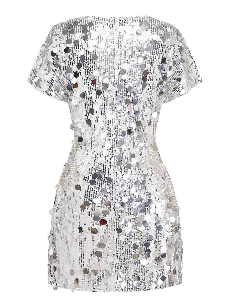 Sequin Crew Neck Long Sleeve Mini Dress 4