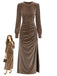 Velvet Ruched Waist Slit Evening Midi Dress 4