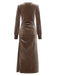 Velvet Ruched Waist Slit Evening Midi Dress 7